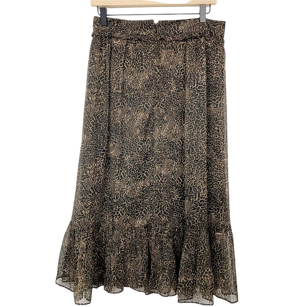 Walter Baker Gemma Midi Skirt Animal Cheetah Print Nala Ruffles Brown Size 8